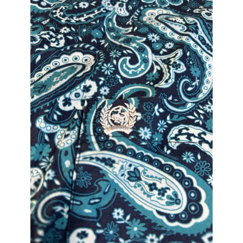 Cinch Western Shirt Mens XL Teal Paisley Floral Button Long Sleeve - Picture 2 of 6